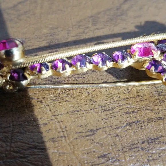 Vintage Rare Fantastic Juliana D&E Pink, Purple, AB Rhinestone Banjo Pin Brooch - Picture 6 of 14